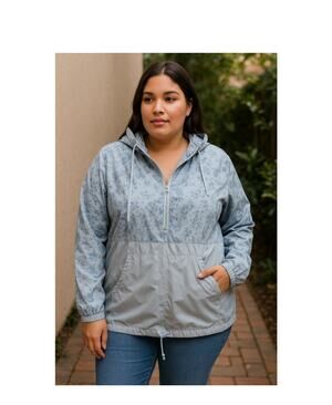 Light Blue Floral Windbreaker SG Sport 1X Plus Size
